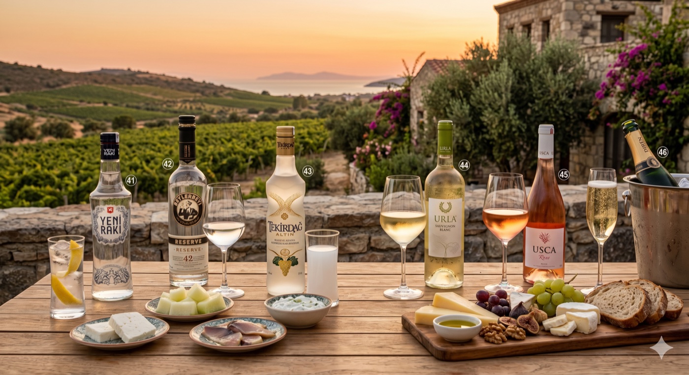 Rakı ve şarap — Cunda Balıkçısı
